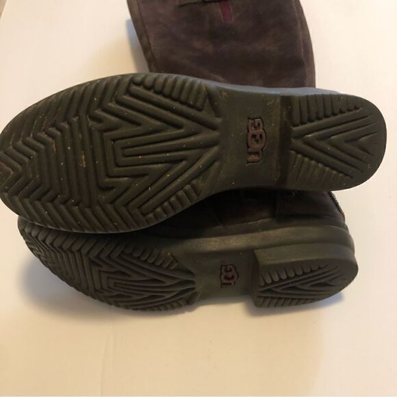 Ugg Thomson dark brown suede leather Moto style boots shearling lined size 6.5 - Picture 6 of 11